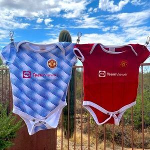 Manchester United Baby Onesies Shirts Jersey Kit 6-9 Months Lot of 2